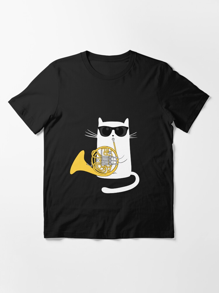 Alternate view of Jazz Cat Playing French Horn - Cool Smooth T-Shirt Essential T-Shirt