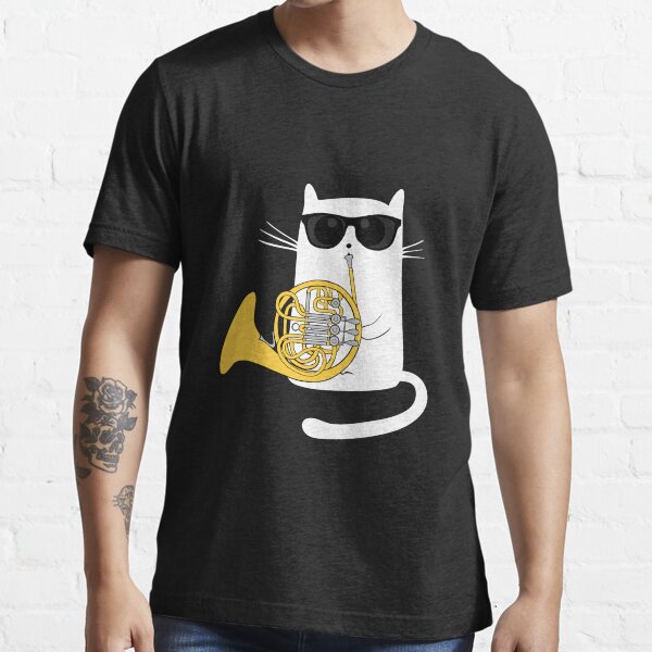 Jazz Cat Playing French Horn - Cool Smooth T-Shirt Essential T-Shirt