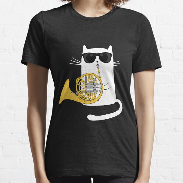 Jazz Cat Playing French Horn - Cool Smooth T-Shirt Essential T-Shirt