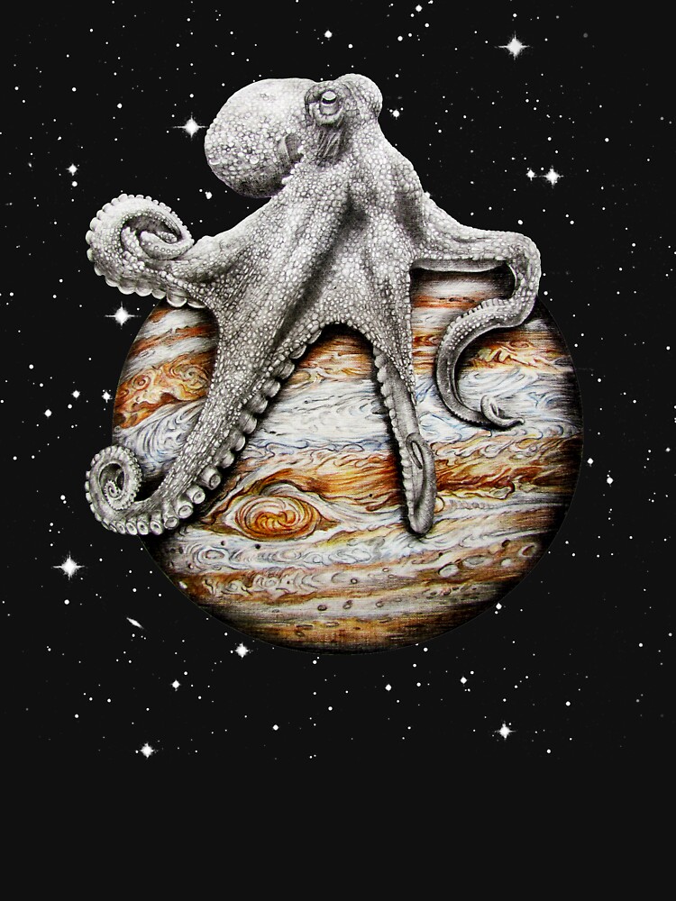 Imagen 3 de 3, Camiseta ¾ estilo béisbol con la obra Cefalópodo celestial, diseñada y vendida por jamesormiston.