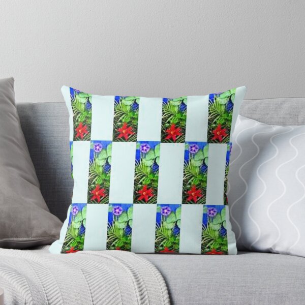 Item preview, EXPLOSION 10 flowers leaves lily star ipomée palm phoenix background blue green red nature designed and sold by dragonemma.