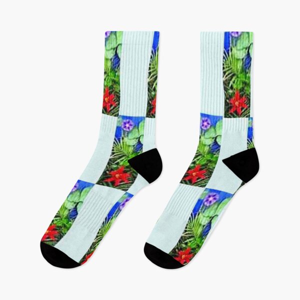Item preview, EXPLOSION 10 flowers leaves lily star ipomée palm phoenix background blue green red nature designed and sold by dragonemma.