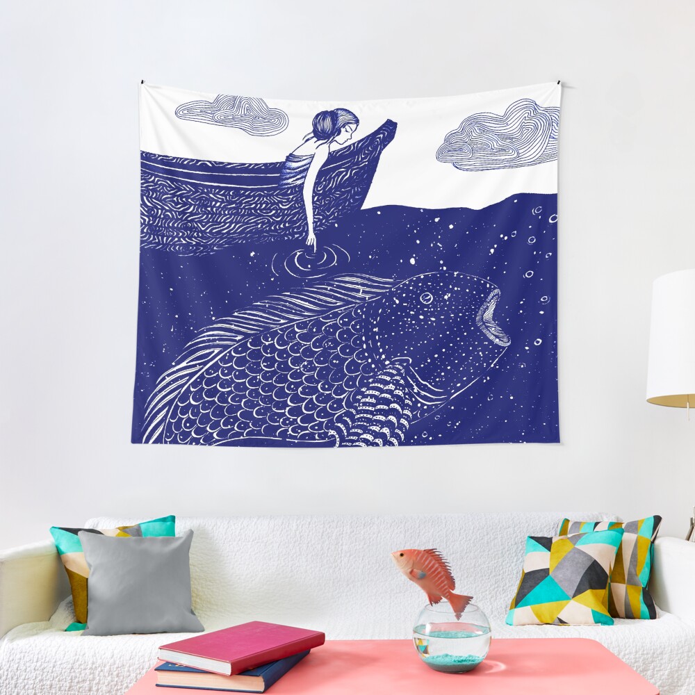 The Blue Shimmering Sea Lights Tapestry