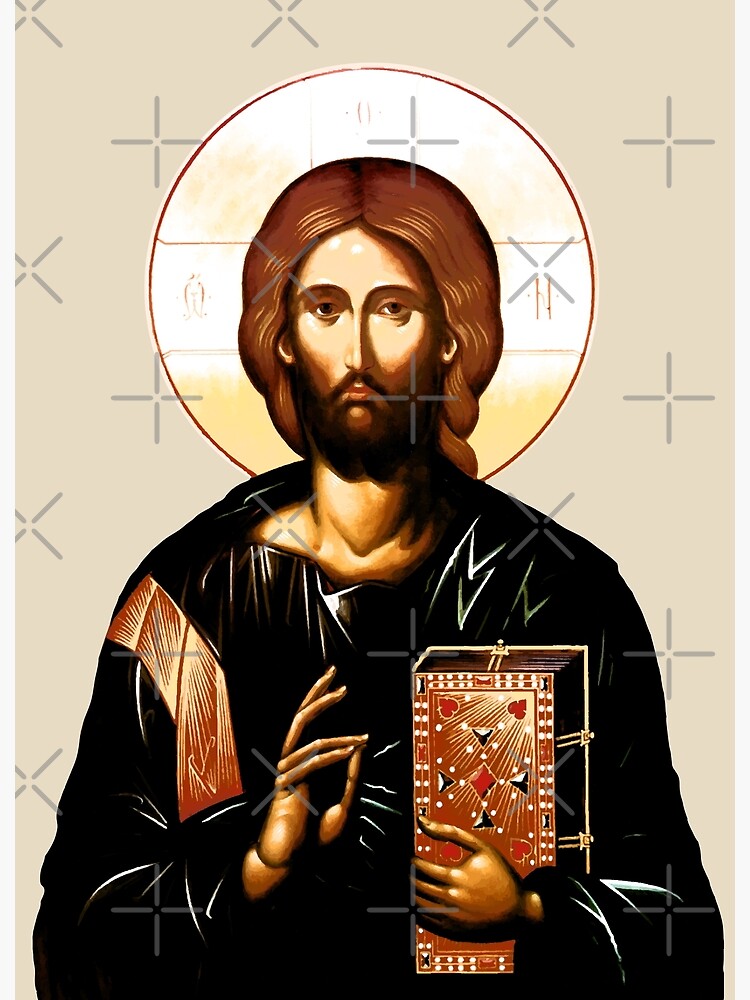 Jesus Christ Christian Orthodox Vintage medieval style Praying and