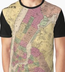 Camiseta gráfica Vintage Map of NYC and Brooklyn (1868)