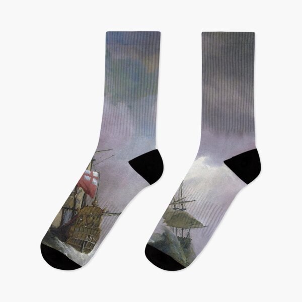 Item preview, An English Ship at Sea Running In a Gale by Willem van de Velde the Younger (1700) designed and sold by allhistory.