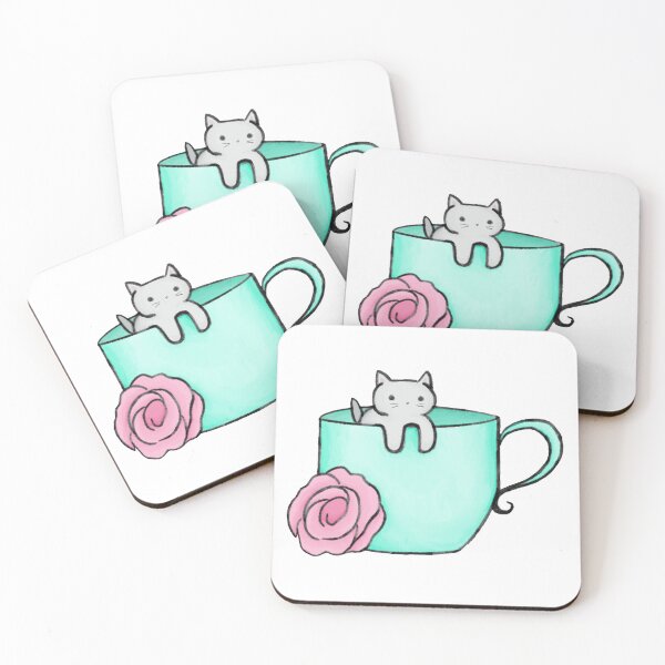 Item preview, Gray Cat in a Teacup designed and sold by Elaine Carter.
