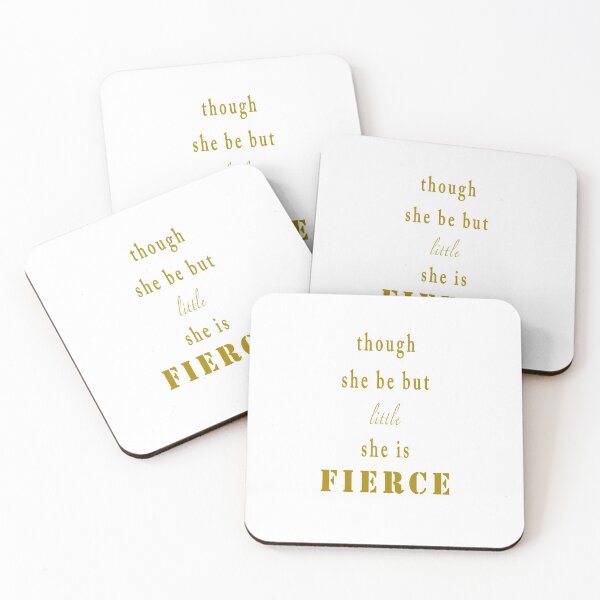 Item preview, Though she be but little, she is fierce gold on white inspirational quote designed and sold by Stageystuff.