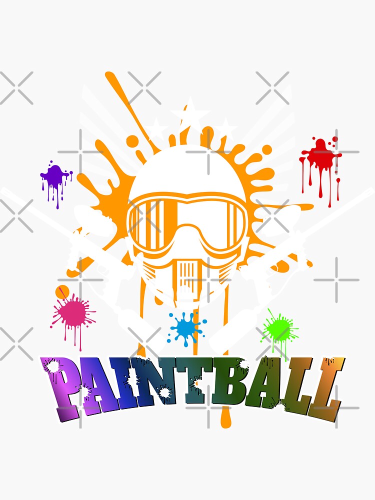 "PAINTBALL GAME WITH COLORFUL SPLATTER PAINT" Sticker for Sale by