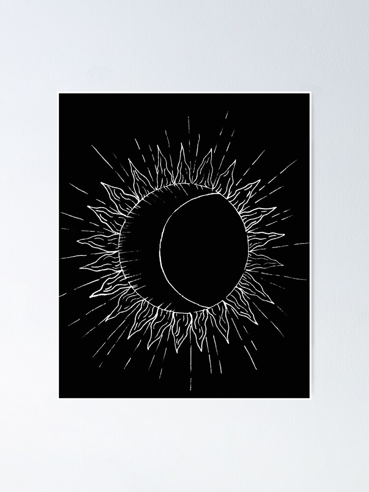 Sun Moon Line Art White Poster By Ginaaarts Redbubble