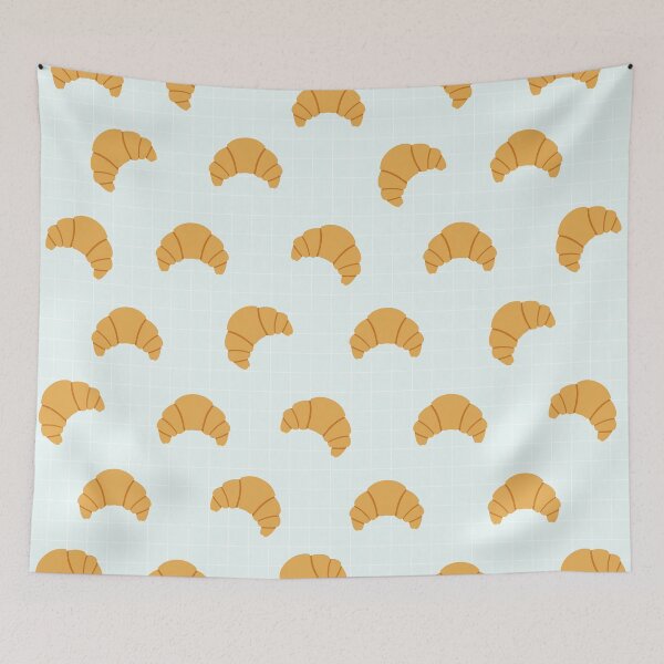 Item preview, Cute Croissant Print on Blue Background designed and sold by kapotka.