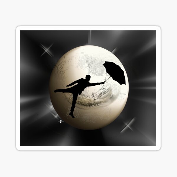 Moon man umbrella Sticker