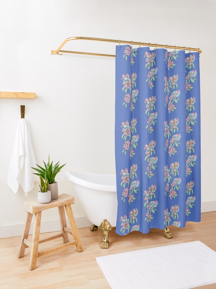 Alternate view of Elegant hand-drawn flowers. Shower Curtain