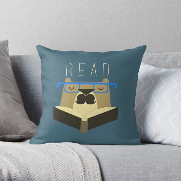 Literature Bear Throw Pillow
