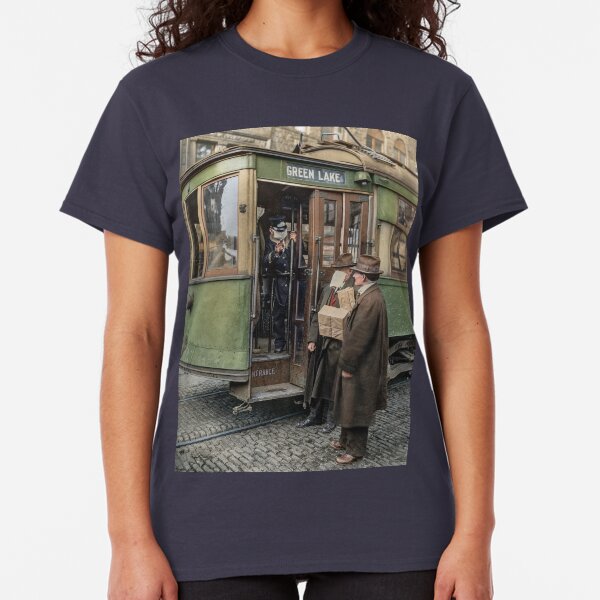 Tram conductor in Seattle not allowing passengers aboard without a mask, during the Spanish Flu in 1918 Classic T-Shirt