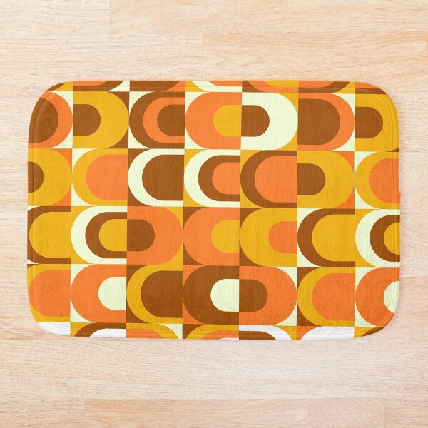 Naranja Retro Industrial 70s pattern Alfombra de baño