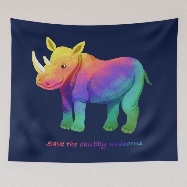 Item preview, Rainbow Rhino Chubby Unicorn designed and sold by SeraphineArts.