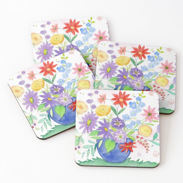Item preview, Cheerful Flowers in Blue Pot designed and sold by Cathi Freund.