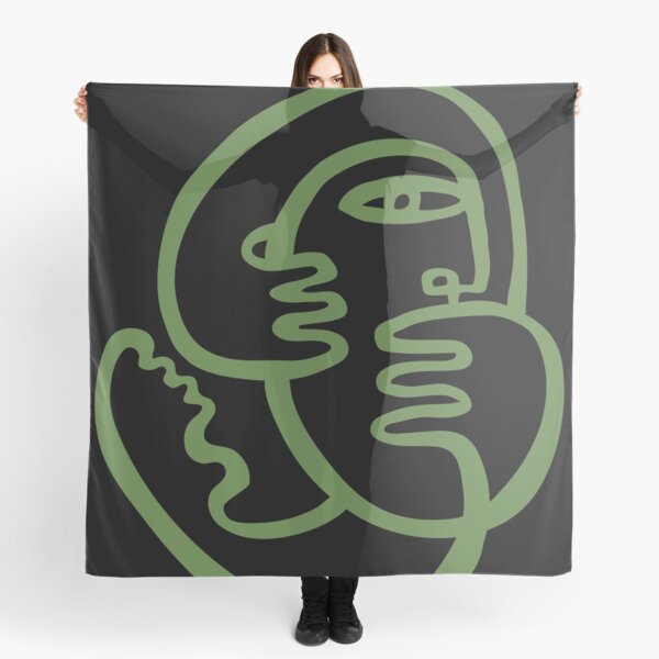Think Back Green on Black Scarf