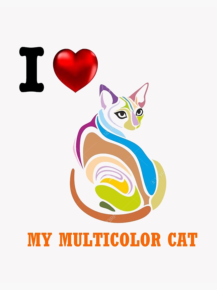 Impression Rigide J Adore Mon Chat Multicolore Aux Couleurs Arc En Ciel Par Lucizantshirts Redbubble