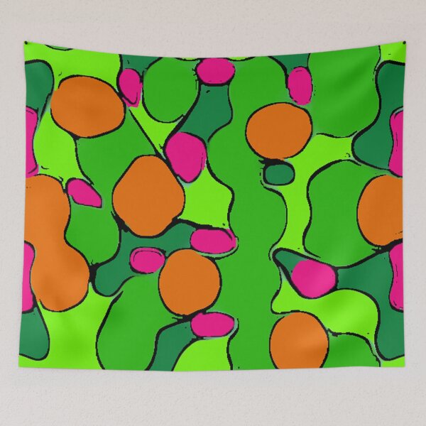 Item preview, BRIGHT AND FUNKY LAVA LAMP GREEN WITH ORANGE AND PINK BLOBS OF PSYCHEDELIC COLORS designed and sold by ozcushionstoo.