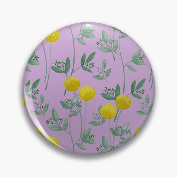 Item preview, Patrón botánico de primavera y verano con eucalipto sembrado y billybob amarillo con fondo morado designed and sold by Breece.