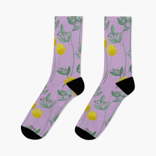 Item preview, Spring and summer time botanical pattern featuring seeded eucalyptus and yellow billybob's with purple background  designed and sold by Breece.
