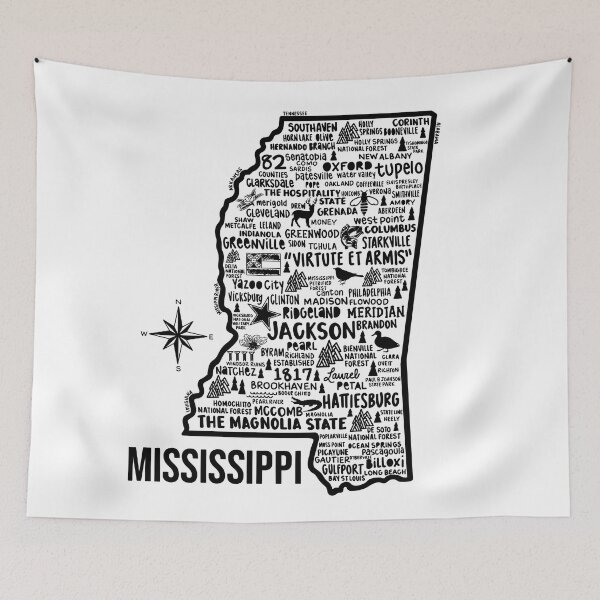 Item preview, Mississippi Map designed and sold by fiberandgloss.