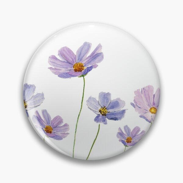 Item preview, hand painted purple cosmos flowers watercolor designed and sold by SelenePaintings .