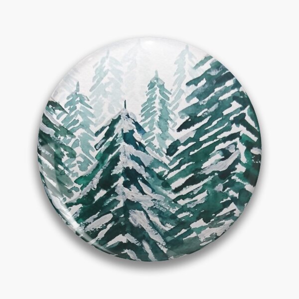 Item preview, hand painted snowy pine forest green  designed and sold by ColorandColor.