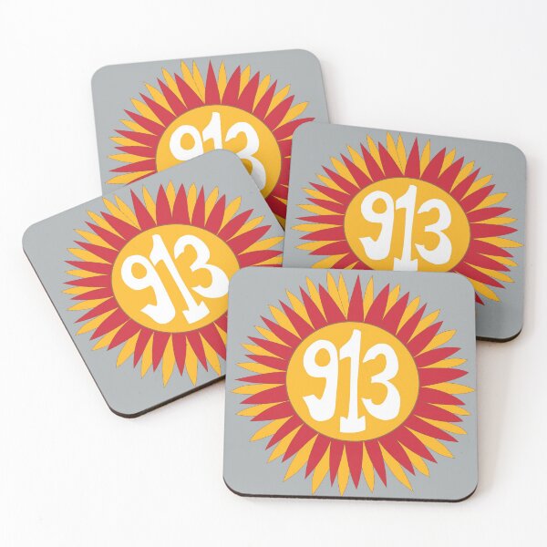 Item preview, Hand Drawn Kansas Sunflower 913 Area Code Red Gold designed and sold by itsrturn.