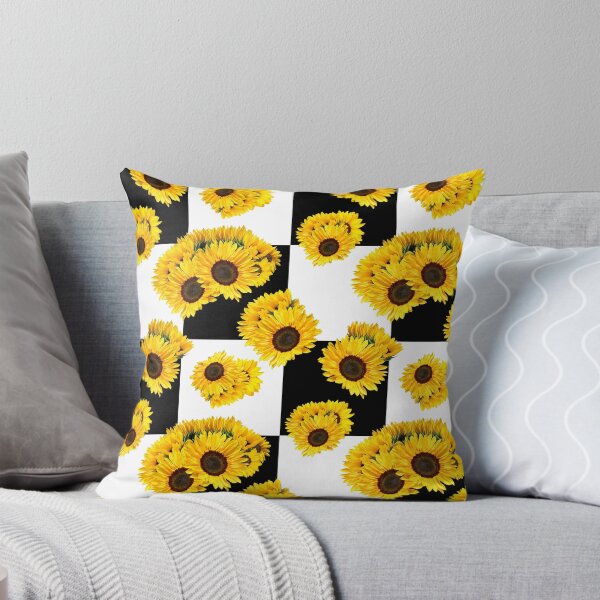 Item preview, Large Check Yellow Sunflower Floral with Black and White Checkered Summer Print designed and sold by Saburkitty.