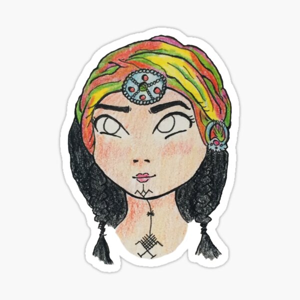 Femme amazigh - (dessiné à la main) Sticker
