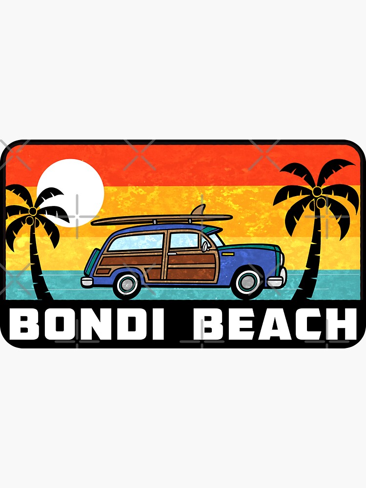 Thumbnail 3 of 3, Sticker, Bondi Beach New South Wales Surfing Australia Woodie Surf Surfer Surfboard designed and sold by MyHandmadeSigns.