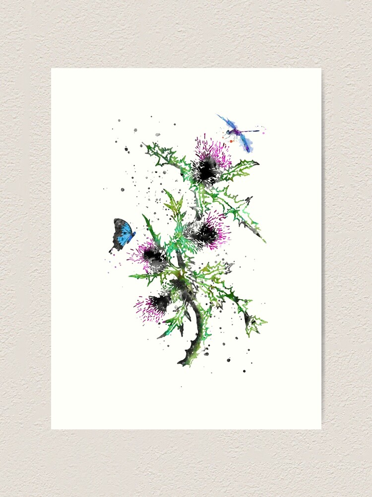 Scottish Thistle Flower Vibrant 12X16 Inch Framed Art Print