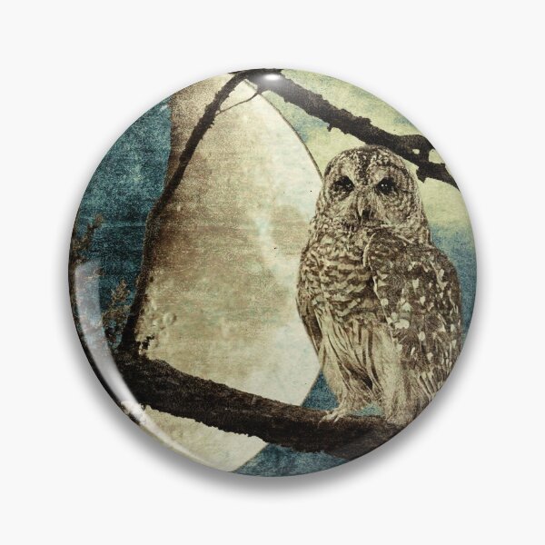 Item preview, Barred Owl Bird Night Moon Blue Tans Country Art A137 designed and sold by byNicol.