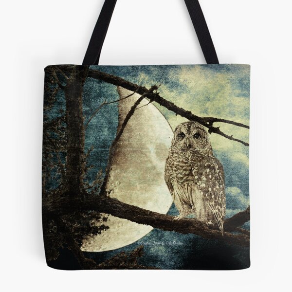 Item preview, Barred Owl Bird Night Moon Blue Tans Country Art A137 designed and sold by byNicol.