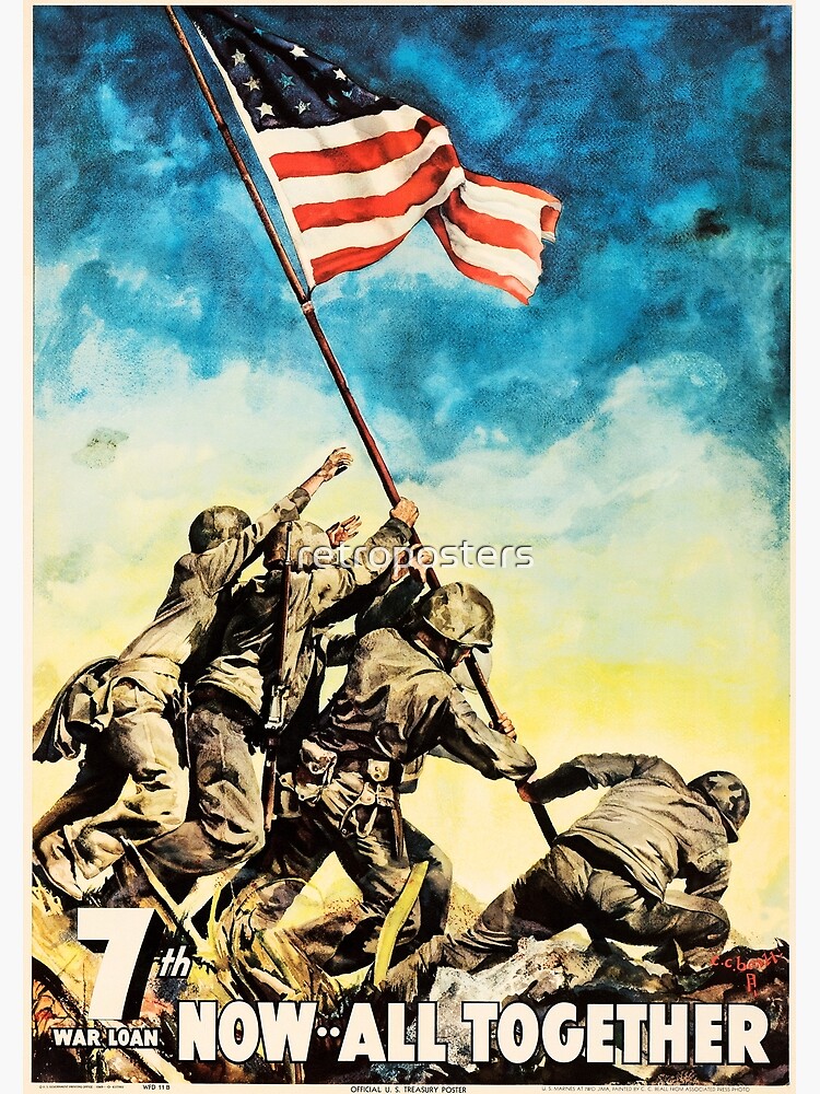 Disover NOW ALL TOGETHER United States 7th War Loan Iwo Jima Vintage War Poster Premium Matte Vertical Poster