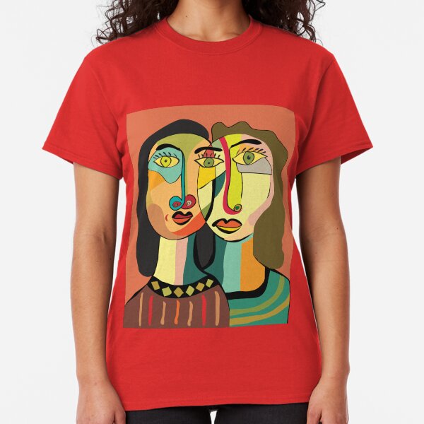 pablo picasso Colorful abstract cubism, double portrait T-shirt Classic T-Shirt