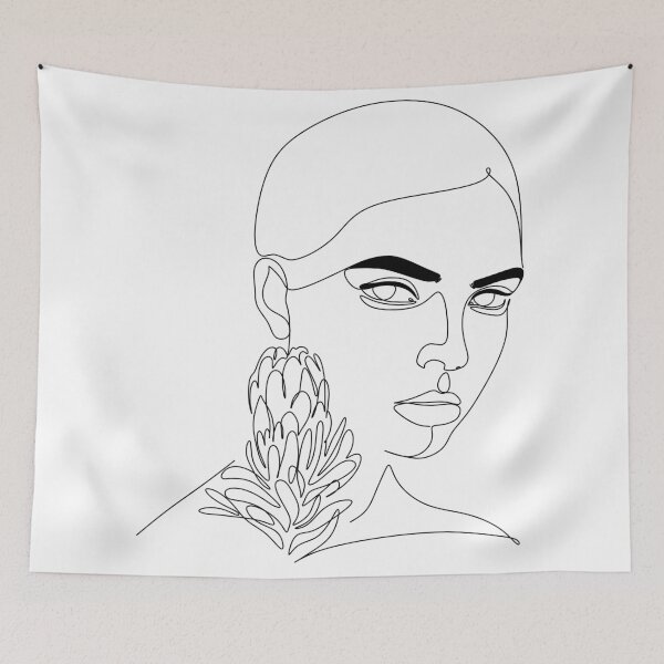 Item preview, Abstract face with flowers by one line drawing. Portrait minimalistic style. Botanical print. Nature symbol of cosmetics. Modern continuous line art. Fashion print. Beaty salon logo. designed and sold by OneLinePrint.