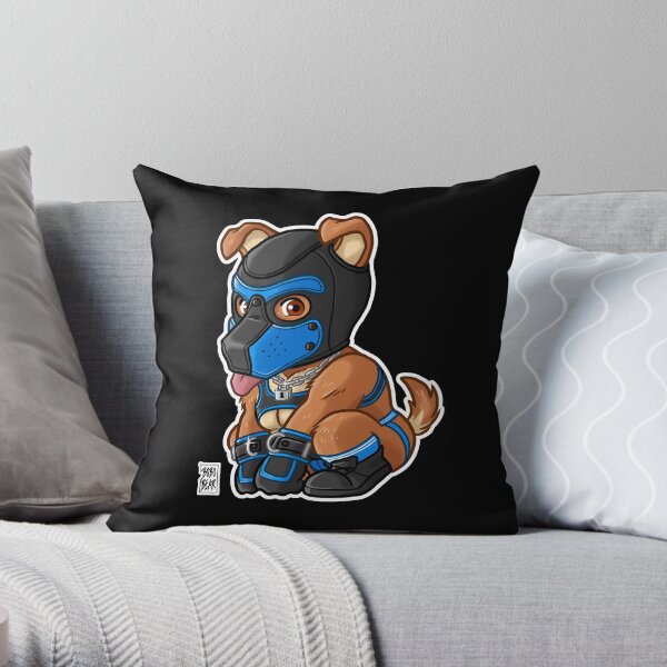 PLAYFUL PUPPY - BLUE MASK - BEARZOO SERIES Throw Pillow