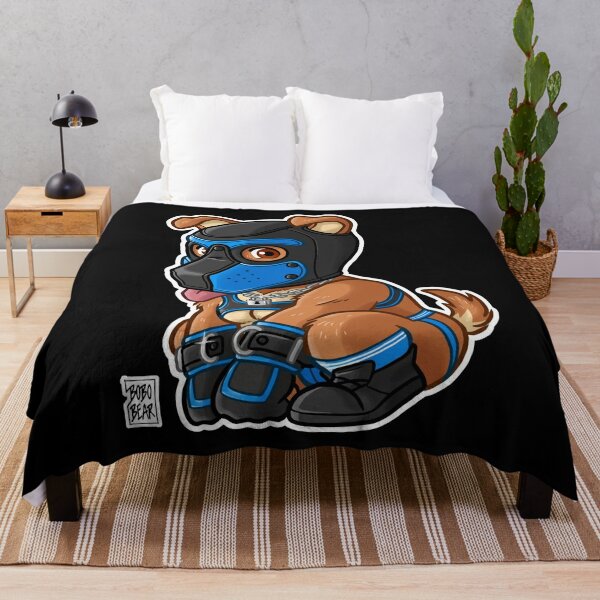 PLAYFUL PUPPY - BLUE MASK - BEARZOO SERIES Throw Blanket