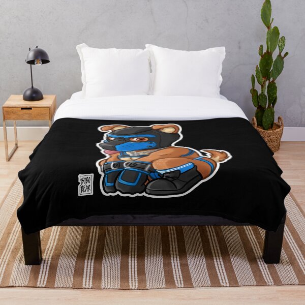PLAYFUL PUPPY - BLUE MASK - BEARZOO SERIES Throw Blanket