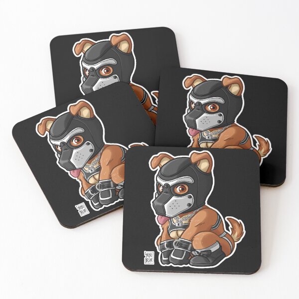 PLAYFUL PUPPY - WHITE MASK - BEARZOO SERIES Coasters (Set of 4)