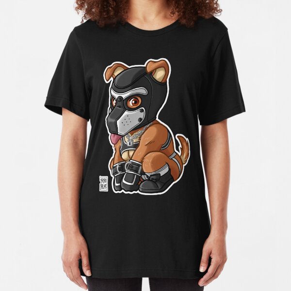 PLAYFUL PUPPY - WHITE MASK - BEARZOO SERIES Slim Fit T-Shirt