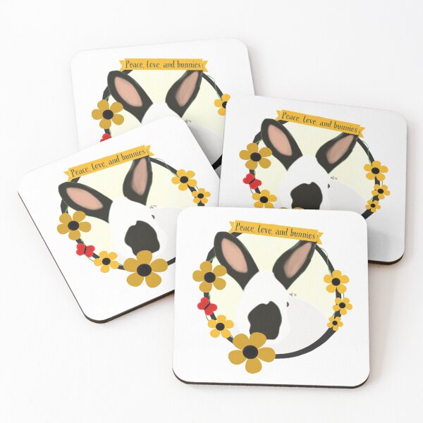 Item preview, Peace, Love, and Bunnies Minimalist Himalayan Rabbit Floral Illustration designed and sold by ef designs co.