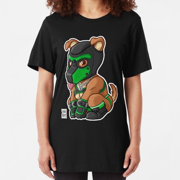 PLAYFUL PUPPY - GREEN MASK - BEARZOO SERIES Slim Fit T-Shirt