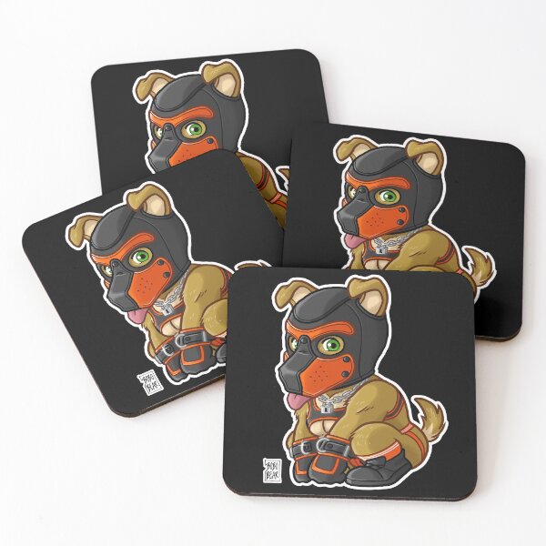 PLAYFUL PUPPY - ORANGE MASK - BEARZOO SERIES Coasters (Set of 4)