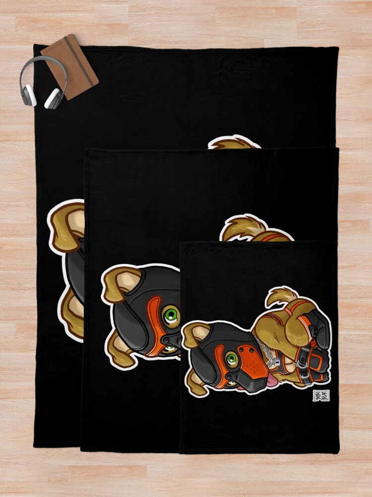 Thumbnail 5 of 6, Throw Blanket, PLAYFUL PUPPY - ORANGE MASK - BEARZOO SERIES designed and sold by bobobear.