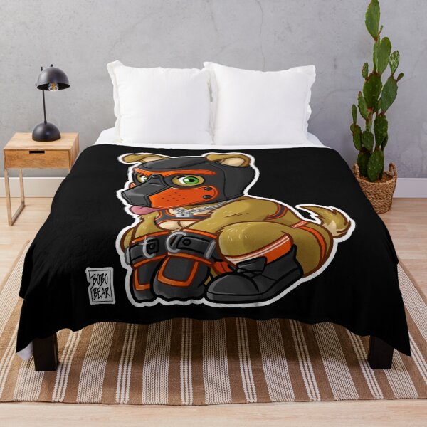 PLAYFUL PUPPY - ORANGE MASK - BEARZOO SERIES Throw Blanket